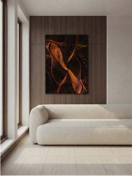 Ember Current – Abstract Warm Tones Art Print, Fine Art Poster & Framed Wall Art