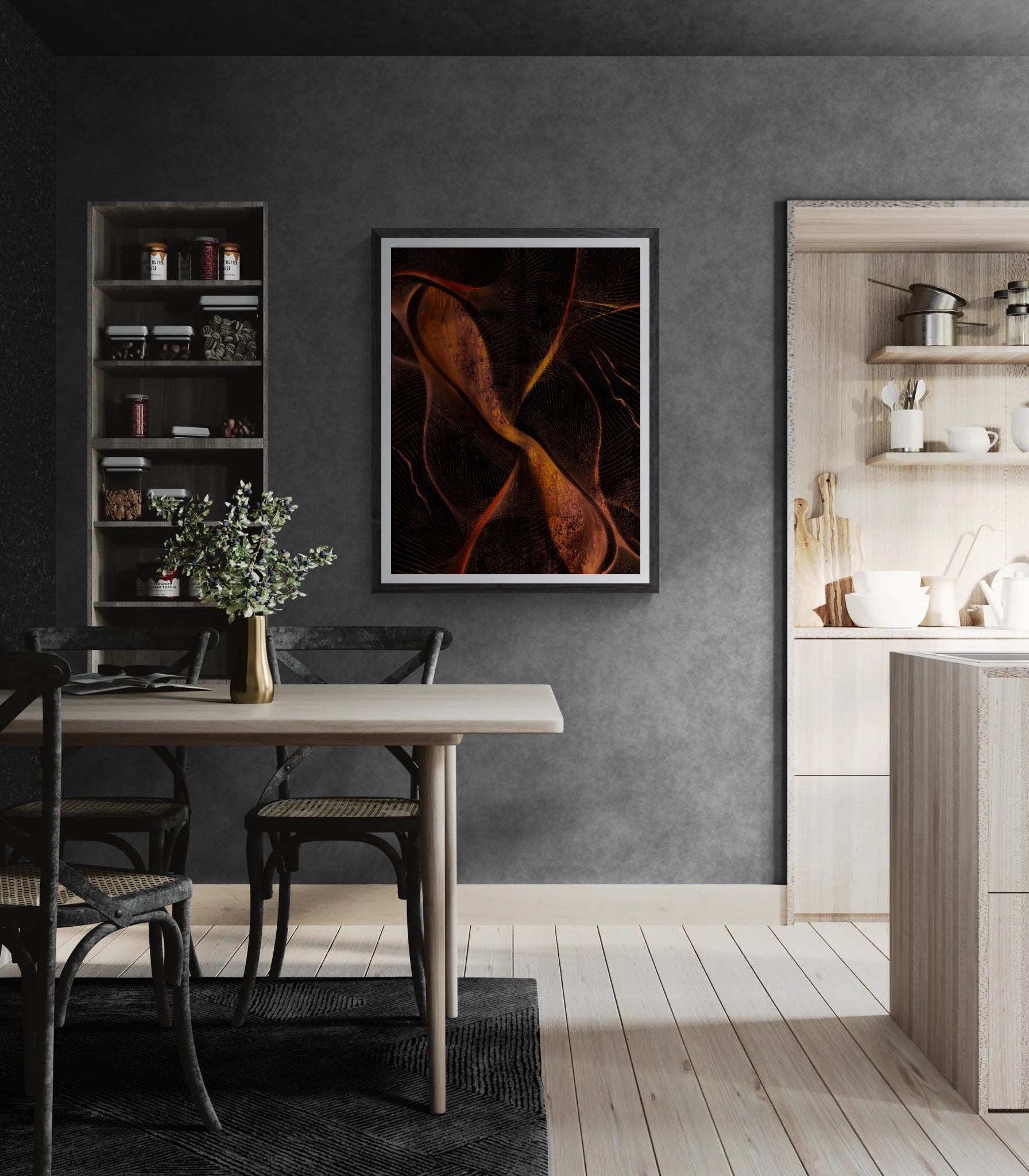 Ember Current – Abstract Warm Tones Art Print, Fine Art Poster & Framed Wall Art