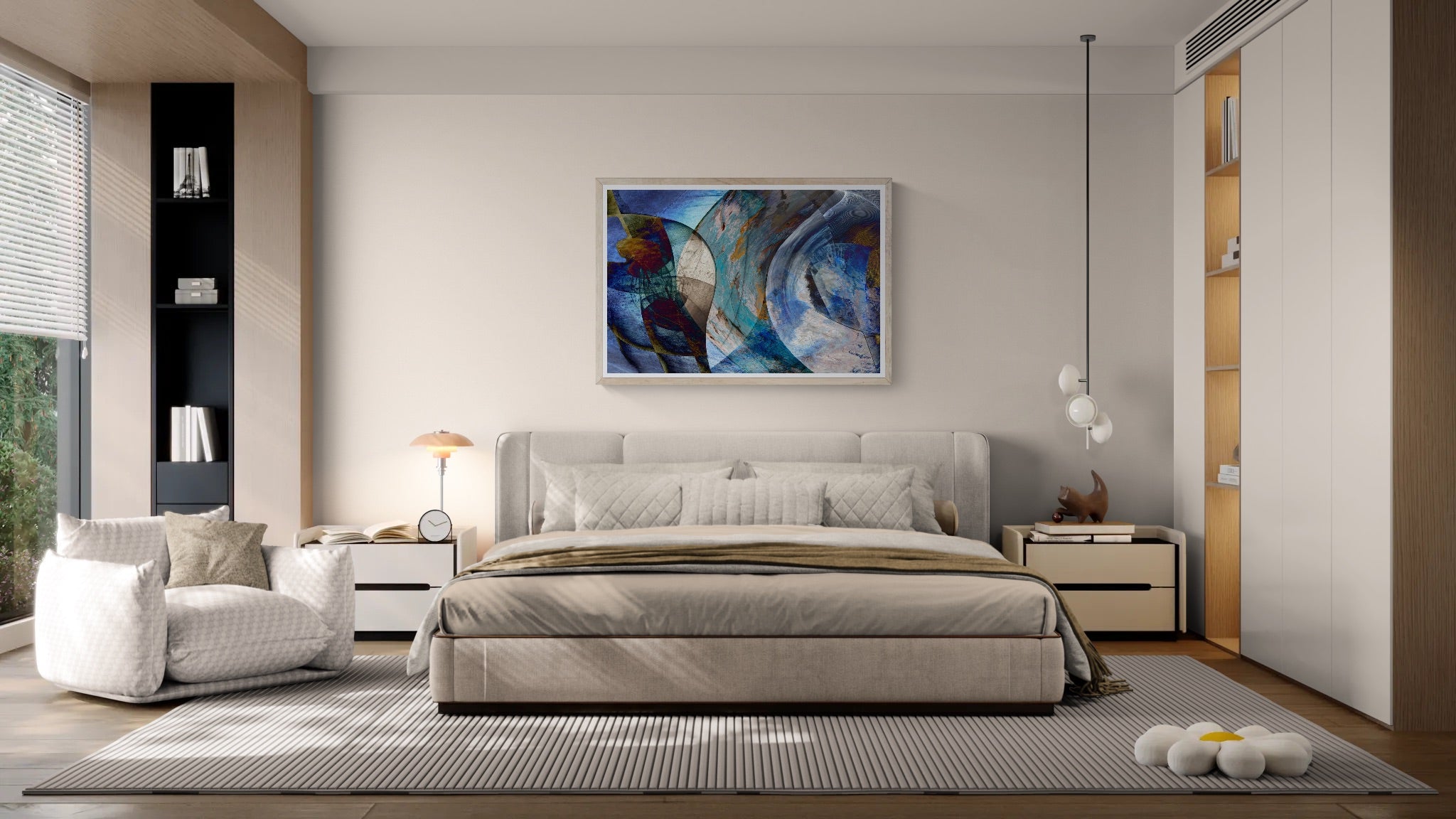 Cobalt Cadence – Abstract Blue Art Print, Fine Art Poster & Framed Wall Art
