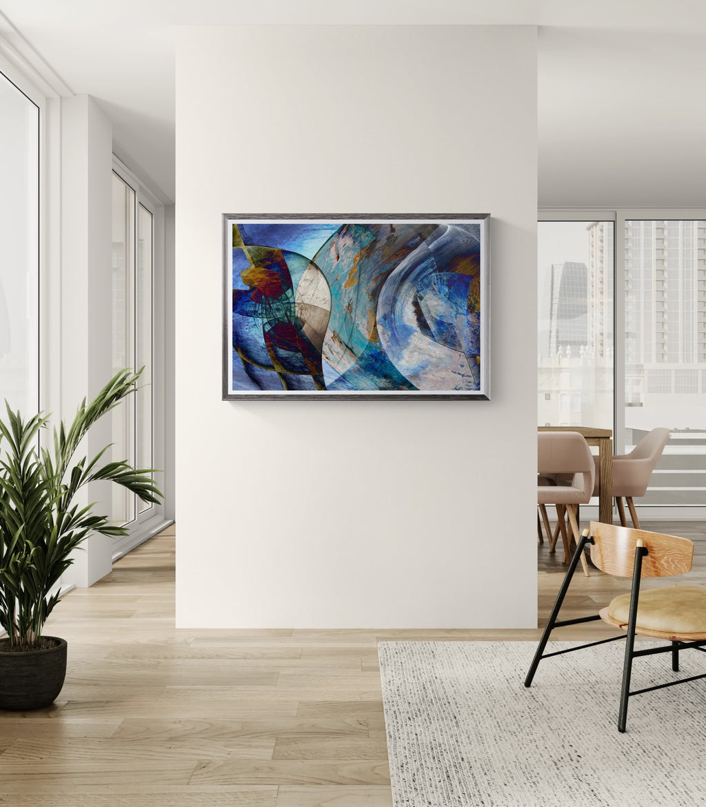 Cobalt Cadence – Abstract Blue Art Print, Fine Art Poster & Framed Wall Art