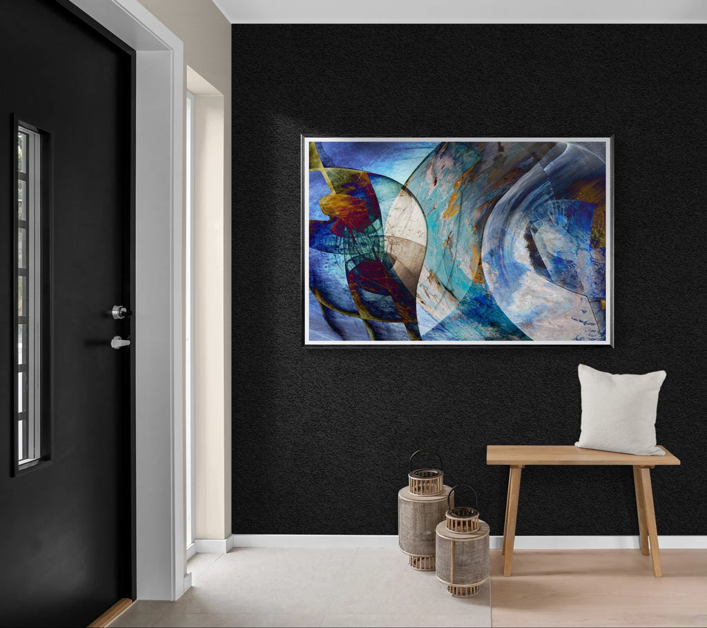 Cobalt Cadence – Abstract Blue Art Print, Fine Art Poster & Framed Wall Art